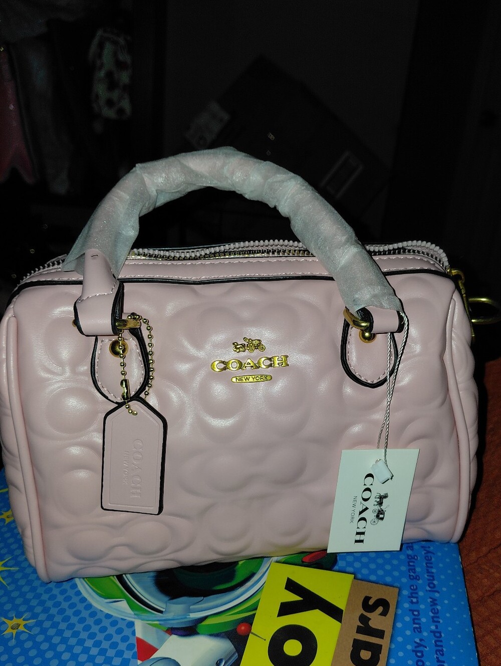 Coach Pale Pink Quilted Leather Satchel with Gold Hardware